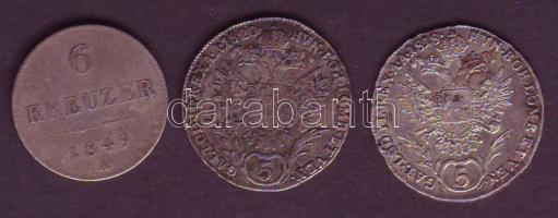 Ausztria kis tétel 5Kr Ag 1818A + 1820A T:2/3.3+ + 6Kr Ag 1849A T:3+