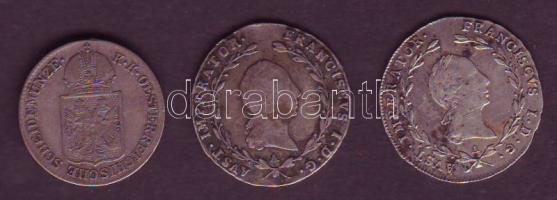 Ausztria kis tétel 5Kr Ag 1818A + 1820A T:2/3.3+ + 6Kr Ag 1849A T:3+