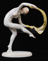 Herendi táncoló nő, kézzel festett, jelzett, hibátlan, / Herend chinaware dancing women 23×18 cm