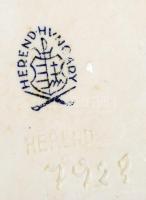 Herendi rózsákkal díszített, kézzel festett gyertyatartó apró lepattanásokkal, jelzett, 11x11 cm, m:...