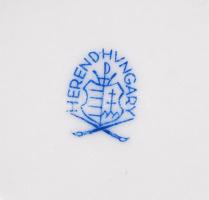 Herendi zöld virágmintás lapos bonbonier, hibátlan, jelzett, m: 10 cm, d: 12 cm