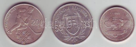 Szlovákia 1944-1994. 3 klf Ag emlékpénz 50K, 100K, 200K