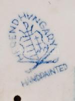 Herendi zöld madárka, kézzel festett, jelzett, apró kopásnyomokkal, m: 8 cm