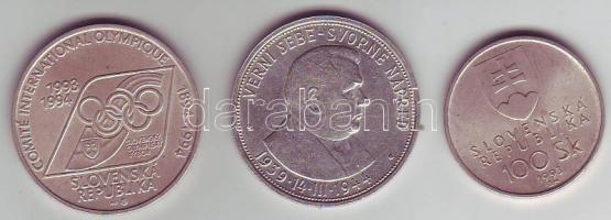Szlovákia 1944-1994. 3 klf Ag emlékpénz 50K, 100K, 200K