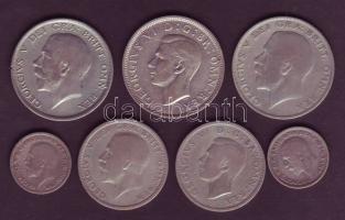 Nagy-Britannia 1920-1942. 6P Ag (2x), 2Sh Ag (2x), 1/2Cr Ag (3x) T:2,3