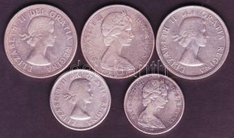 Kanada 1963-65. 50c Ag (2x), 1$ Ag "Kenu" (2x) 1$ Ag "Quebec" T:2
