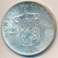 Curacao 1944. 2 1/2G Ag Wilhelmina T:2 Curacao 1944. 2 1/2 Gulden Ag Wilhelmina C:XF