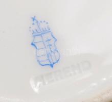 Herendi, virágos kosárka, kézzel festett, apró lepattanással, hajszálrepedéssel, jelzett,15,5x8x4cm ...