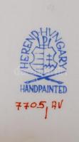 Herendi Apponyi mintás porcelán tálka, apró kopásnyomokkal, kézzel festett, jelzett, 13,5×9×1 cm