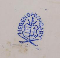 Herendi virág mintás porcelán nagy hamutartó, apró kopásnyomokkal, kézzel festett, jelzett, m: 3,5 c...
