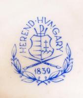 Herendi madárpár, kézzel festett porcelán,hibás, jelzett, m: 11,5 cm