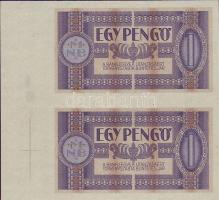 1938. 1P függőleges pár. jobb ívszél illesztőkereszttel, színpróbával T:I