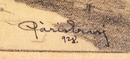 Páris Erzsébet, (1887-?): Főtér. Ceruza, papír, jelzett, 30×23 cm
