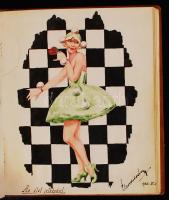 1921-1945 Régi, bőrkötésű, névre szóló emlékkönyv. Aranyozott lapszél. Belsejében sok szép bejegyzés...