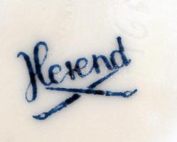 Herendi kézzel festett virágmintás váza, hibátlan, jelzett, m: 14 cm