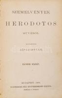 Szemelvények Herodotos művéből. Magyarázta: Dávid István. Második kiadás. Bp., 1886, Eggenberger - féle Könyvkereskedés kiadása. Félvászon kötésben. Borító kopottas. Tulajdonosi aláírásokkal.