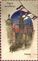 Antwerpen, Antwerp; Kathedrale / cathedral, military propaganda; hold to light mechanical card