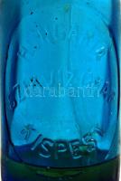 "Hungária Szikvízgyár Kispest" felíratú szódás üveg, kisebb csorbákkal, m:26 cm