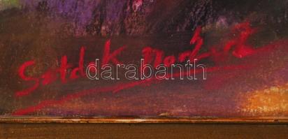 Sztelek jelzéssel: Városszélen. Pasztell, papír, üvegezett keretben, 45x34cm