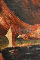 Olvashatatlan jelzéssel: Vitorlások. Olaj, vászon, antik keretben, apró lyuk a vásznon, 52×68 cm