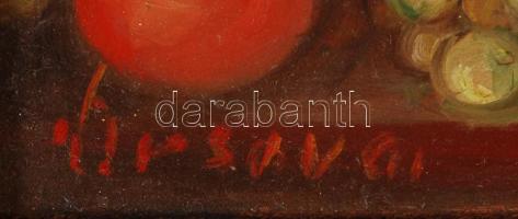 Olvashatatlan jelzéssel: Csendélet. Olaj, farost, keretben, 12×17 cm