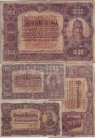 Kis korona tétel 1919.VIII.9 20K (1x) T:IV, 1920. 20K (1x) a sorszám számjegyei közt pont van! T:III/IV, 1920. 50K (1x) T:III/IV, 1920. 100K (1x) T:III/IV, 1923. 100K (3x) T:III,III/IV, 1923. 500K "Magyar Pénzjegynyomda Rt" (1x) T:III/IV, 1920. 1000K (1x) T:III/IV, 1923. 1000K (1x) T:IV