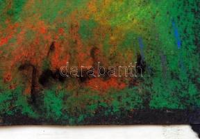 Olvashatatlan jelzéssel: Utca részlet. Pasztell, papír, üvegezett keretben, 40×23 cm