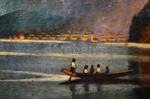 Weiger jelzéssel: Átkelés a tavon. Olaj, vászon, antik keretben, 33×43 cm