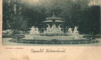 1898 Kolozsvár, Sétatéri szökőkút / park, fountain