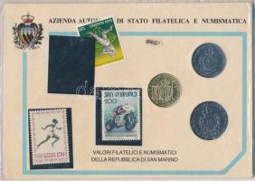 San Marino 1987. 50L + 100L + 200L filatelista díszcsomagolásban 3db bélyeggel T:1 San Marino 1987. 50 Lire + 100 Lire + 200 Lire in philatelist souvenir packing with 3pcs of stamps C:UNC