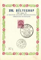 XVII. Bélyegnap, a Magyar Amatőr Bélyeggyűjtők Országos Egyesülete / National Association of Hungarian Stamp Collectors, vissza So. Stpl (non pc)