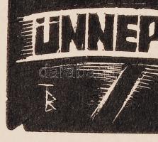 Bánszki Tamás (1892-1971): Boldog karácsonyt Felvidék. Fametszet, papír, jelzett a dúcon, 11×8 cm