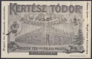 1897 Bp.V., Kertész Tódor Műiparáru (a Teleki Palota aljában található) Raktárának nyugtája 2x1 kr, ...