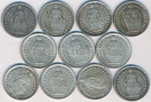 Svájc 1903-1964. 1/2Fr Ag (11x) T:vegyes
Switzerlan 1903-1964. 1/2 Franc Ag (11x) C:mixed