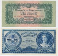 1944. 10P A Vöröshadsereg Parancsnoksága + 1946. 1.000.000.000MP T:III,I