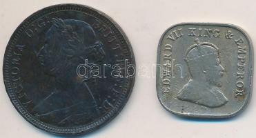 Vegyes: Nagy-Britannia 1891. 1/2p Br "Viktória" + Ceylon 1910. 5c CuNi T:2-,3 karc
Mixed: ...