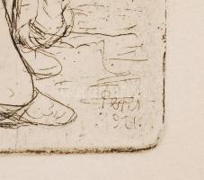 Perei Zoltán (1913-1992): Papagájos férfi. Rézkarc, papír, jelzett, 12×10 cm