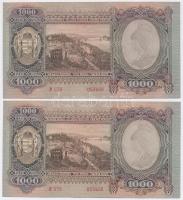 1943. 1000P (3x) sorszámkövetők, nyomdai papírráncokkal T:I
Adamo P21