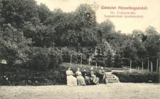 Boksánbánya, Németbogsán; Dr. Velicsek-féle szanatórium / sanatorium, park