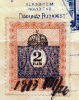 1913 Bp., Párisi Nagy Áruház által kiállított díszes fejléces számla 2 filléres okmánybélyeggel