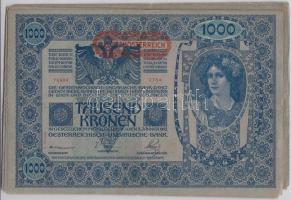 1902. 1000K piros "Deutschösterreich" felülbélyegzéssel, mindkét oldal német, I. és II. ki...