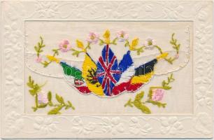 Triple Entente flags, silk greeting card