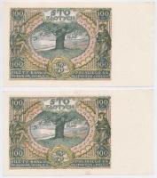Lengyelország 1934. 100Zl (2x) sorszámkövetők T:I- sarokkopások
Poland 1934. 100 Zlotych (2x) sequen...