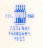 Zsolnay Pompadour II. étkészlet, kézzel festett, jelzett, hibátlan, összesen:25 db