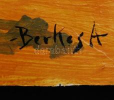 Berkes jelzéssel: Utca részlet. Olaj, karton, 52×56 cm