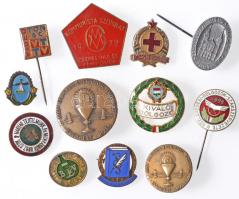 12db vegyes kitűző és jelvény főleg a szocialista időszakból, közte zománcozottak is T:vegyes