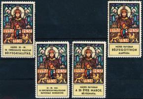 1938 Bélyegotthon, Bélyegkiállítás 4 klf levélzáró bélyeg