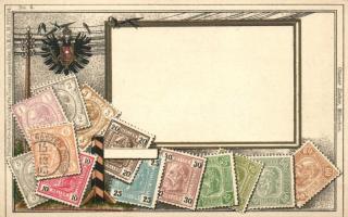 Set of Austrian stamps, Ottmar Zieher Philatelie-Ansichtskarte No. 6 Emb.