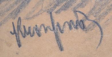 Kron Jenő (1882 - 1974): Alvó baka a lővészárokban. Galiciai harctér 1915. III. 20. felirattal a hát...