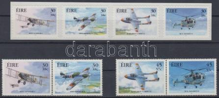 Military aircraft set in pairs and self adhesive stampbooklet sheet, Katonai repülőgépek sor párokban és öntapadós bélyegfüzet-lap